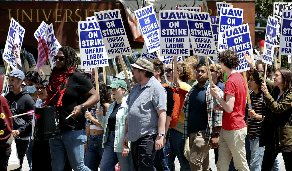University of California academic workers strike for pro-Palestinian protesters