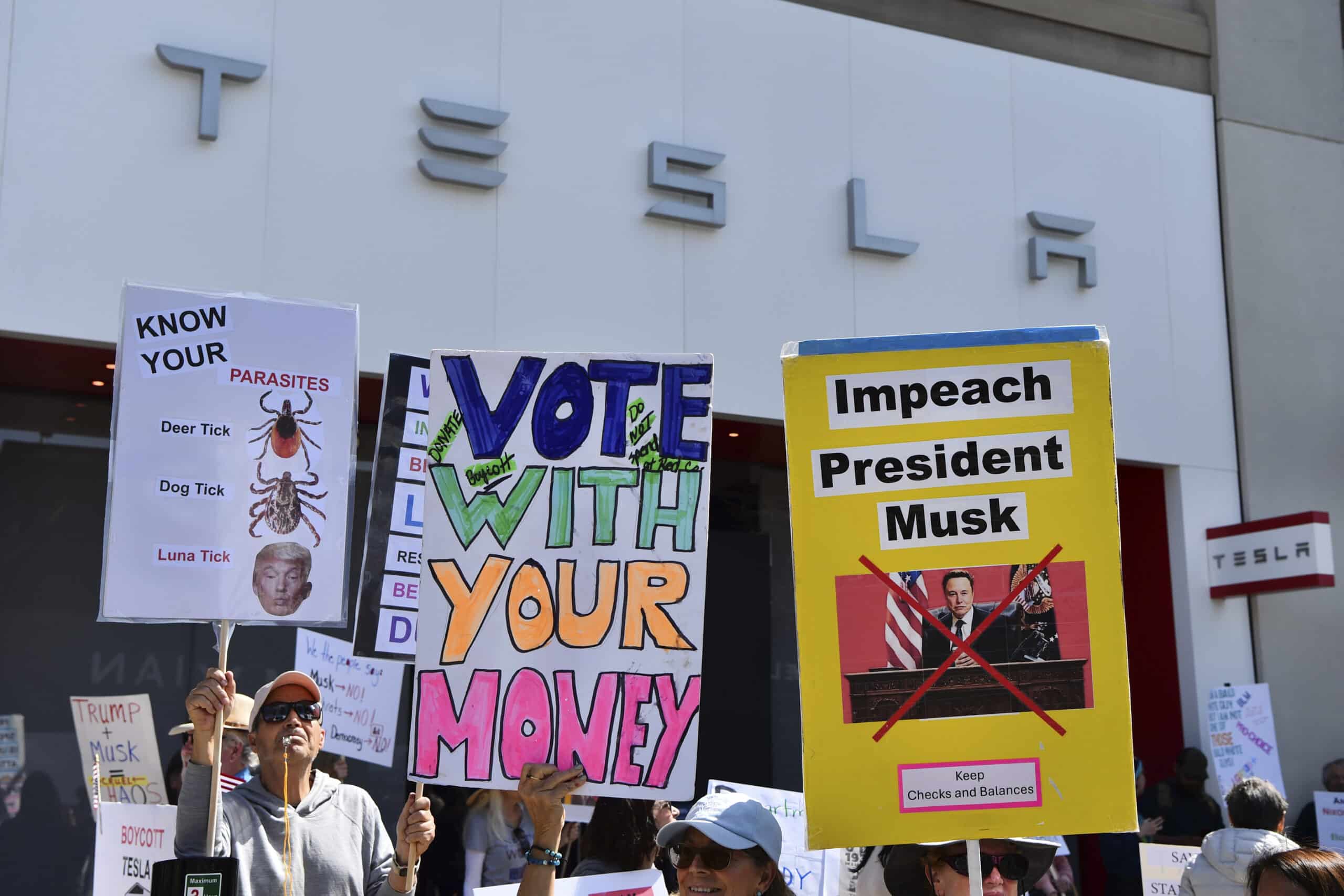 Anti Elon Musk Tesla protests