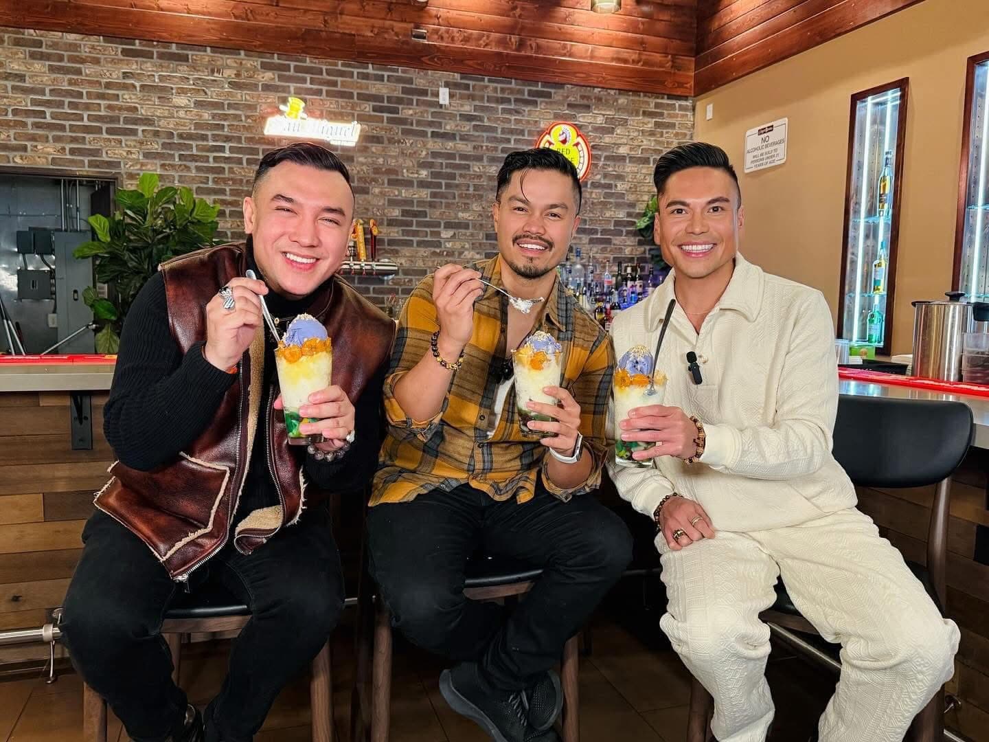 Marc Anthony Nicolas With Fil-Am actors from “Hello Love Again”, Mark Labella (center), and Marvin Aritrangco