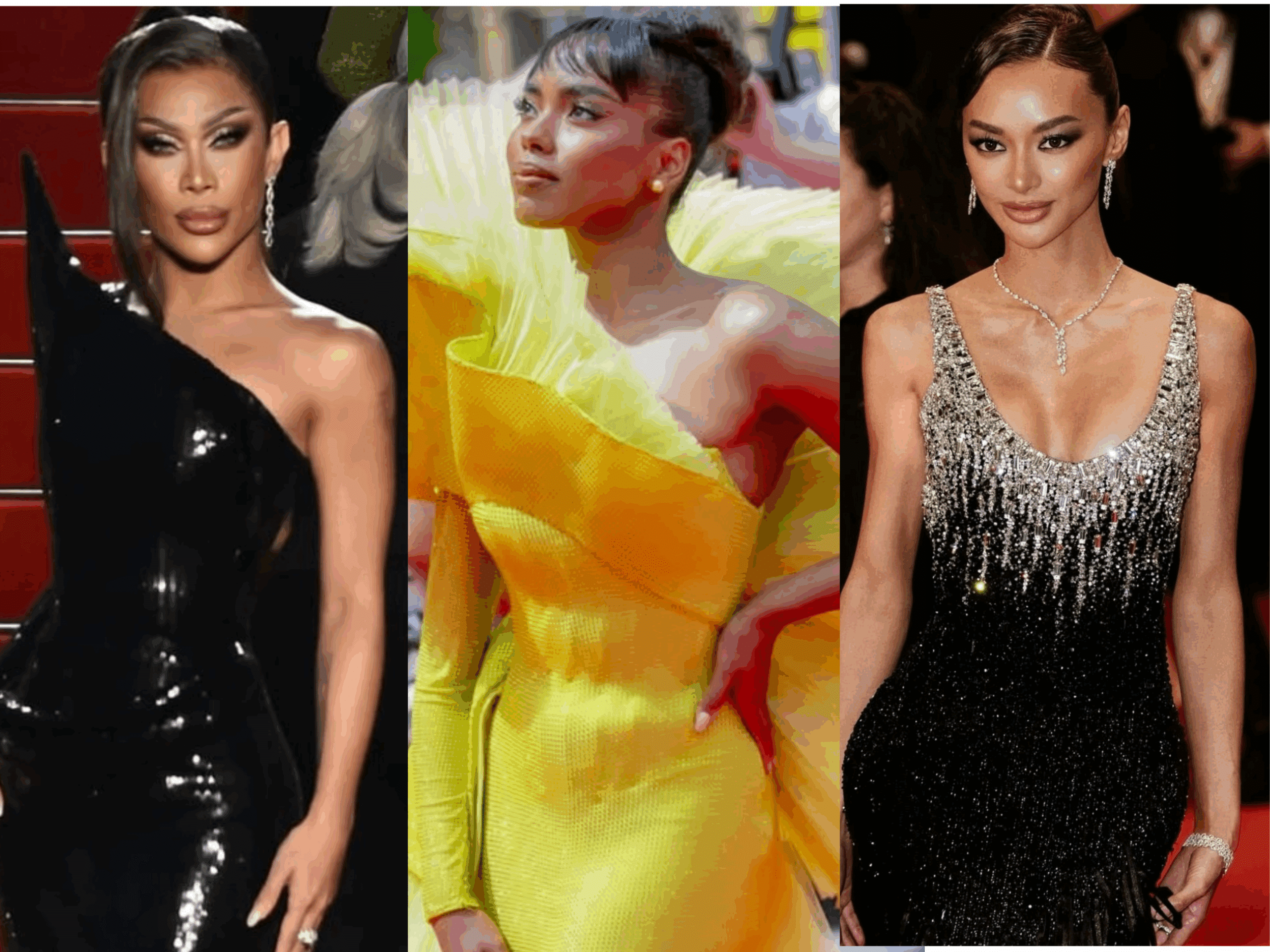 Marina Summers, Miss U Asia Chelsea Manalo, and Kylie Versoza on the Cannes red carpet.