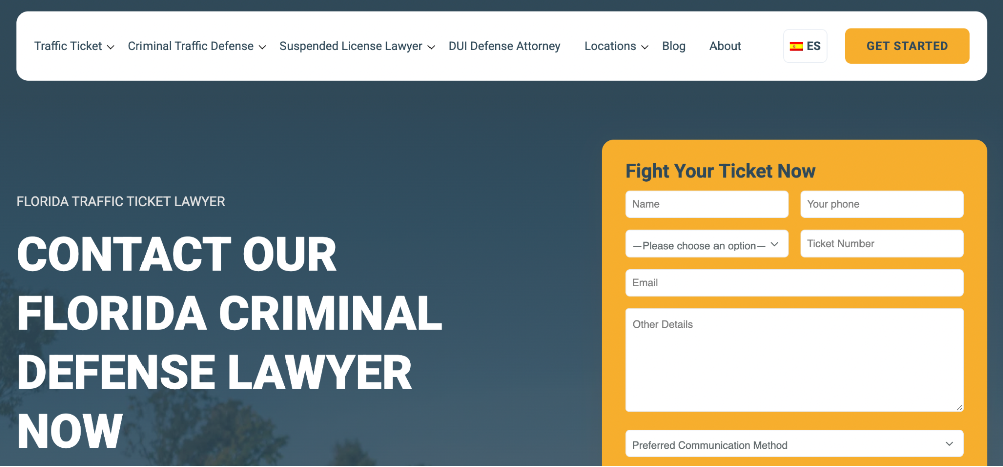 Contact form for Florida traffic ticket defense.