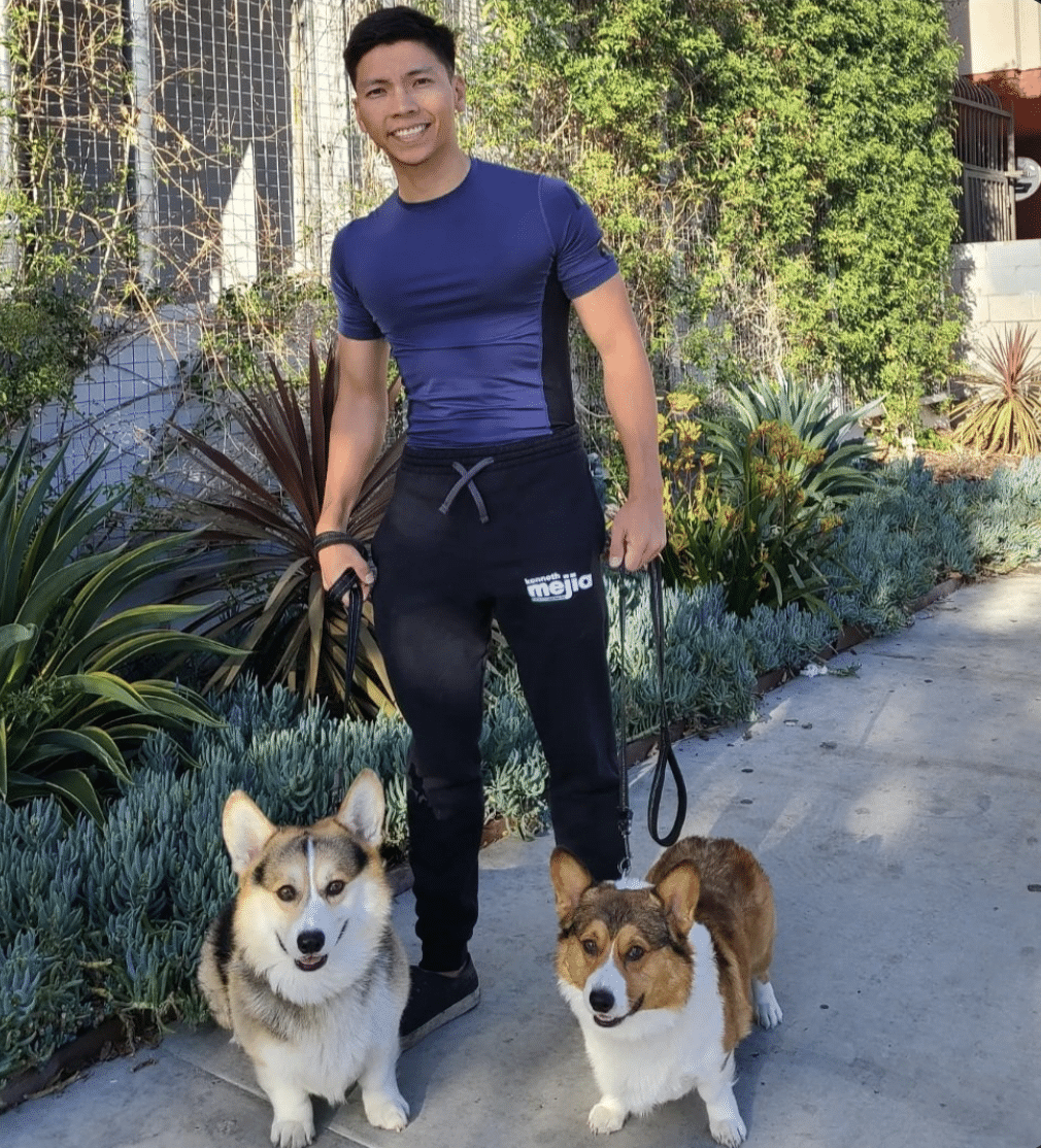 Kenneth Mejia with dogs