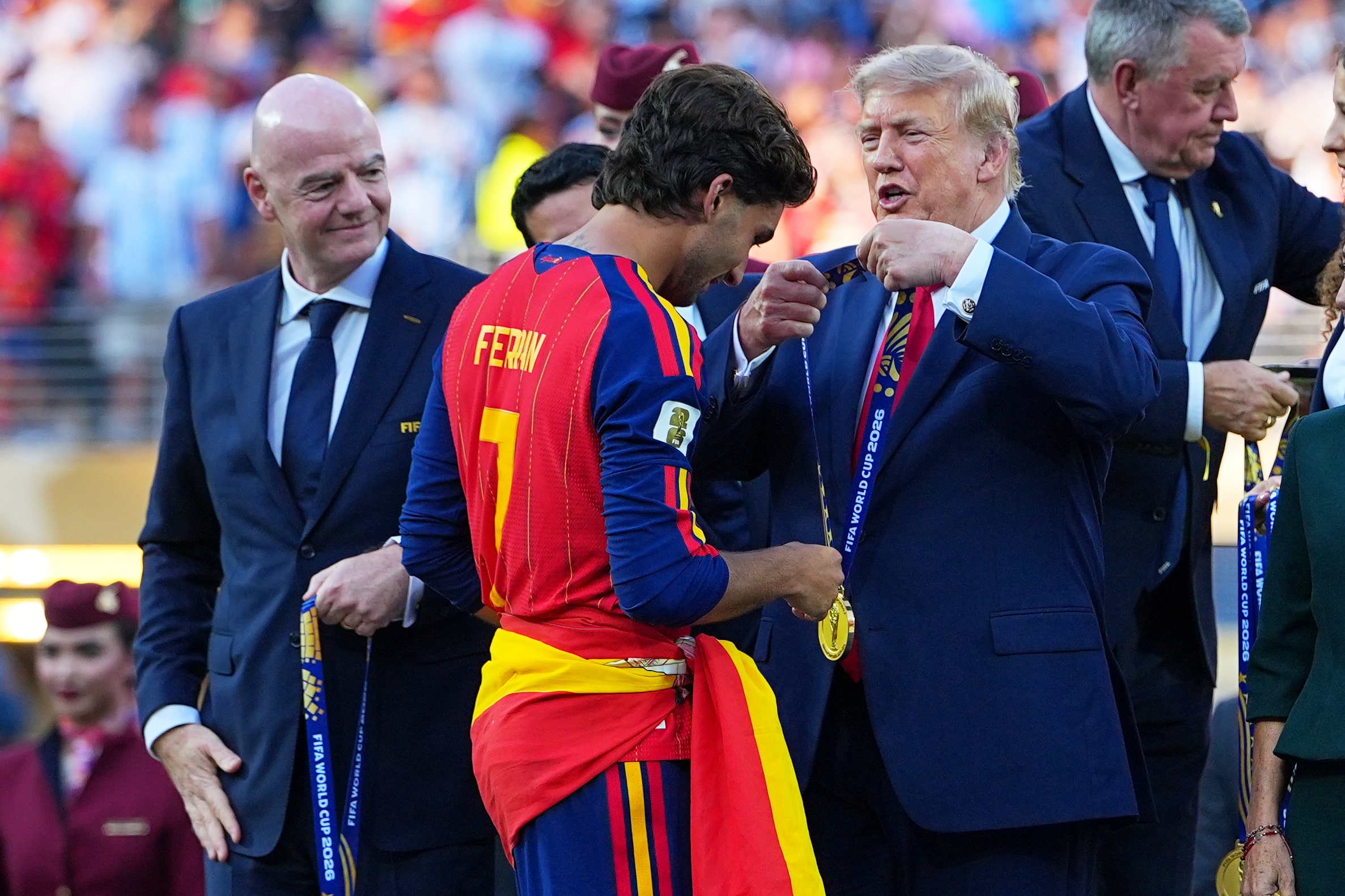Trump presents World Cup trophy to Spain